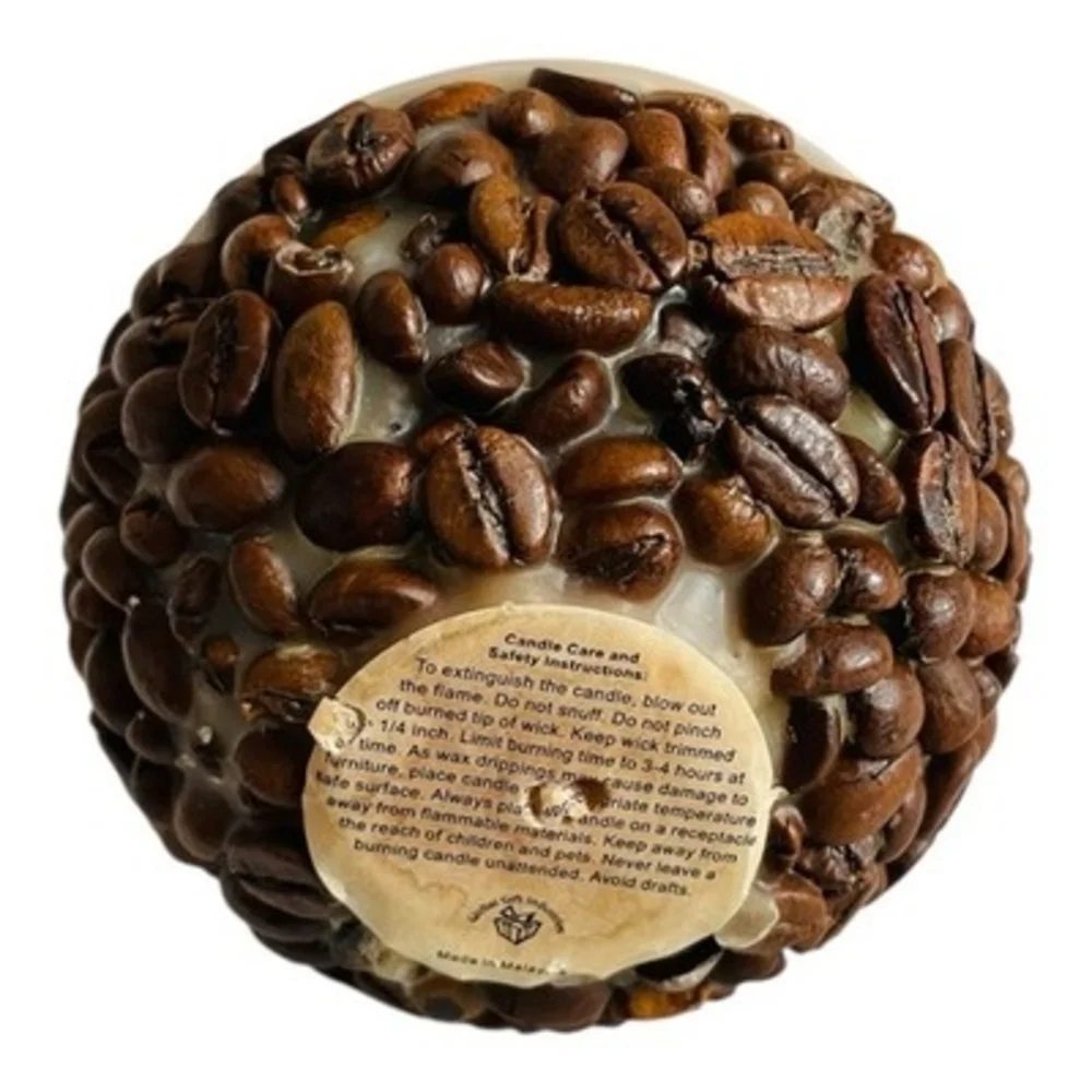 Coffee Bean Vanilla Scented Candle Black Metal Stand Holder Home Decor 7.5